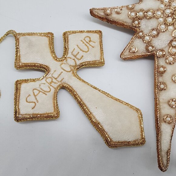 Mark Roberts Ornament Beaded Stars Cross Pearl Metal Tinsel Felt Fabric - Picture 4 of 9